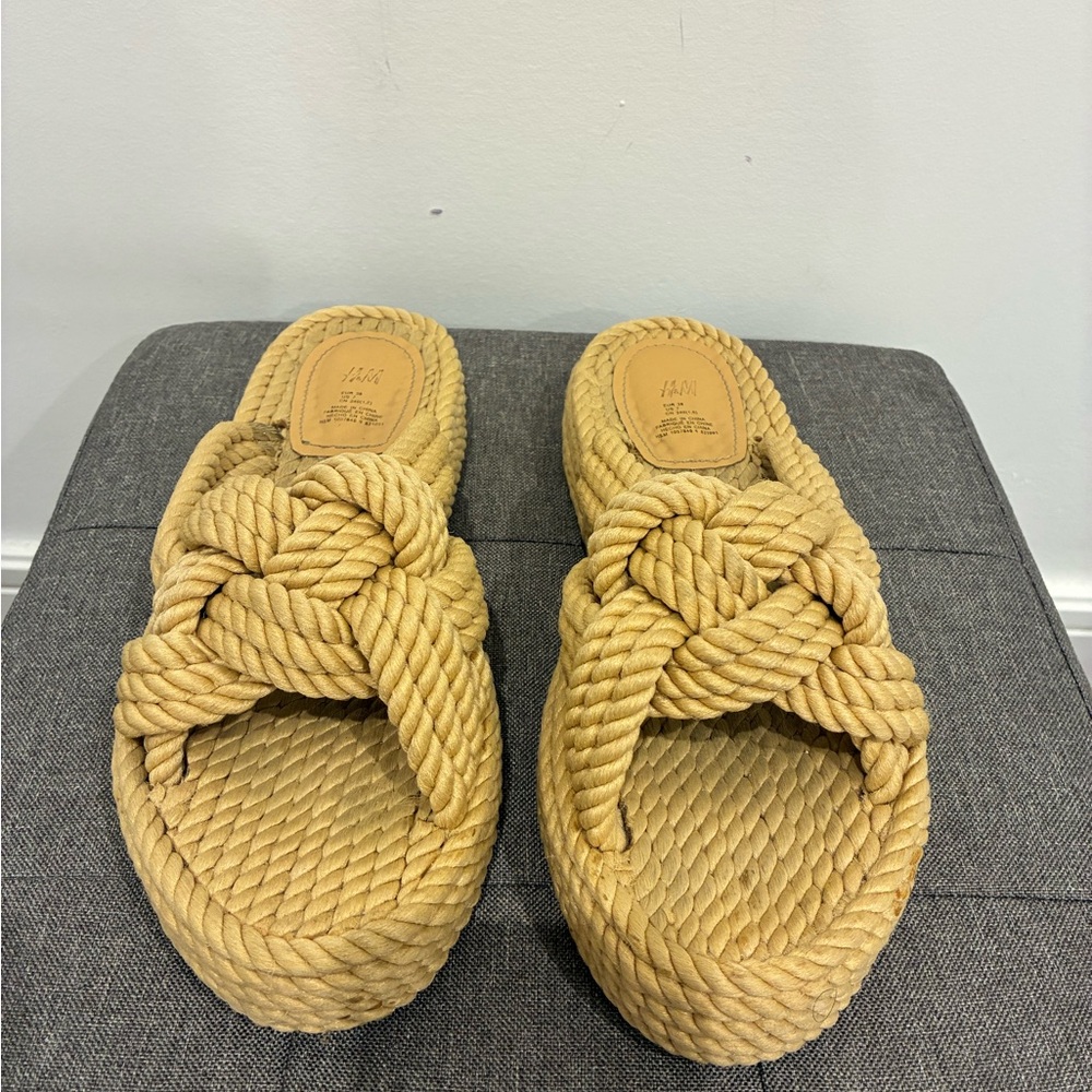 H&M Tan Sandals with Spiral Design